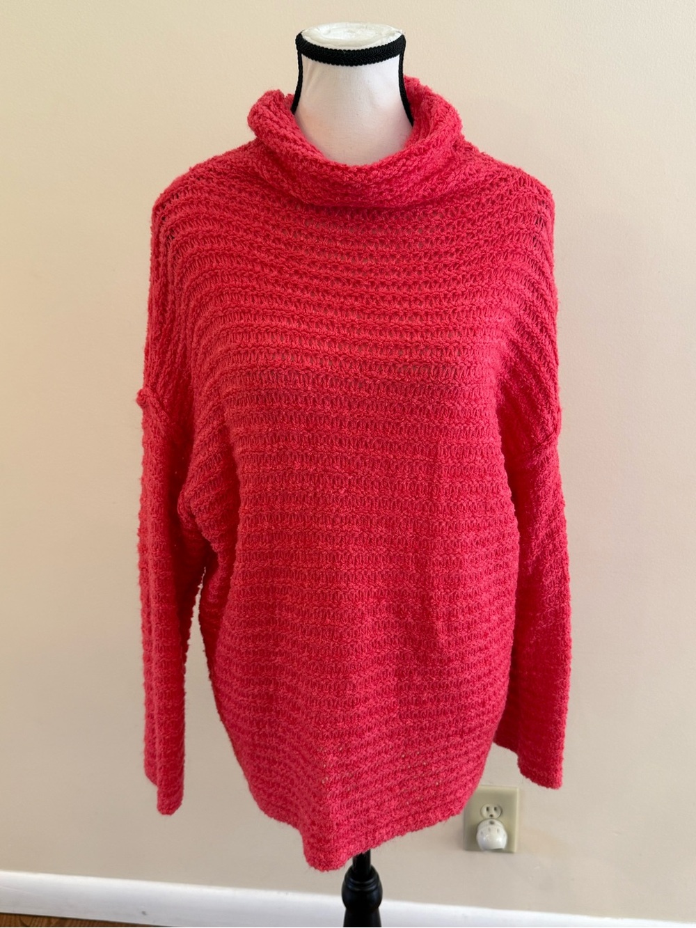 aerie Coral Red Cozy Cowl Neck Sweater size small